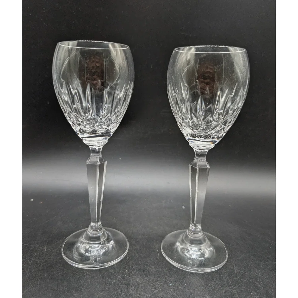 Waterford Crystal Lismore Essence White Wine Hock Glasses Set/2 Clear Stemware